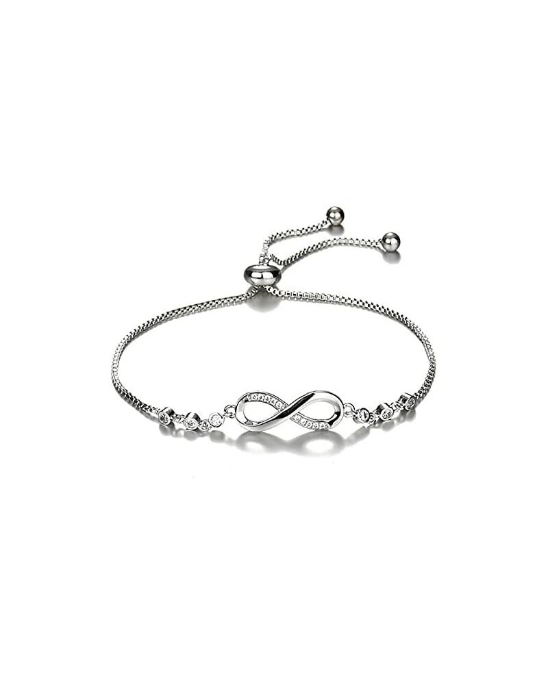 Infinity Bracelets, Silver Bracelets Diamond-studded Bracelet Mother's Day Gift for for Women Girls $10.42 Bracelets