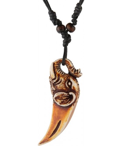 Imitation Wolf Teeth Necklace Pendant Resin Animal Pattern Indiana Teeth Tribal Jewelry Pendant Necklace Brown-A $7.00 Necklaces