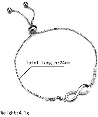 Infinity Bracelets, Silver Bracelets Diamond-studded Bracelet Mother's Day Gift for for Women Girls $10.42 Bracelets