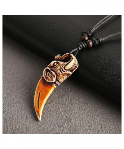 Imitation Wolf Teeth Necklace Pendant Resin Animal Pattern Indiana Teeth Tribal Jewelry Pendant Necklace Brown-A $7.00 Necklaces