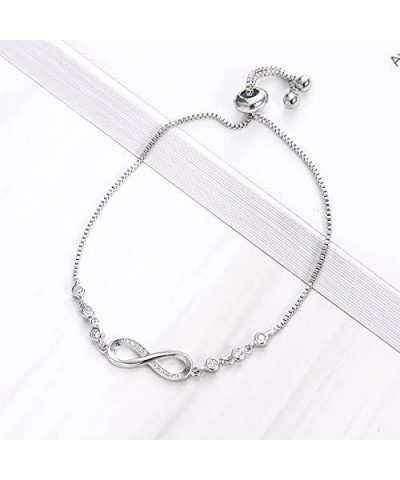 Infinity Bracelets, Silver Bracelets Diamond-studded Bracelet Mother's Day Gift for for Women Girls $10.42 Bracelets