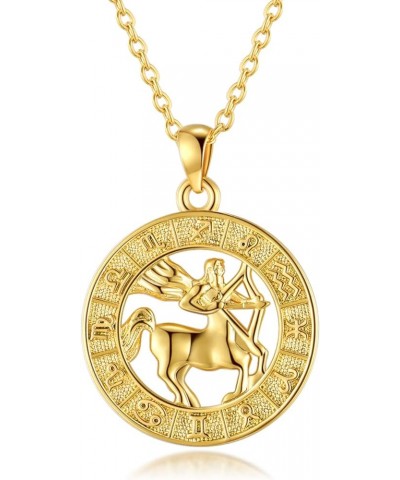 Zodiac Sign Necklaces for Women Gold Coin Constellation Pendant Necklaces Horoscope Jewelry Birthday Gift Sagittarius -patter...