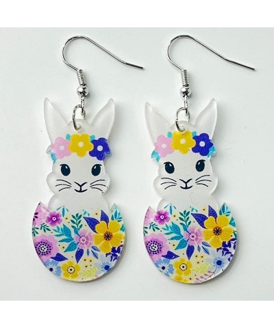 Handmade Easter Earrings Lovely Acrylic Cartoon Easter Bunny Earrings Colorful Easter Egg Flower Rabbit Earrings Happy Easter...