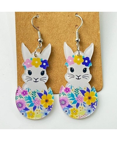 Handmade Easter Earrings Lovely Acrylic Cartoon Easter Bunny Earrings Colorful Easter Egg Flower Rabbit Earrings Happy Easter...