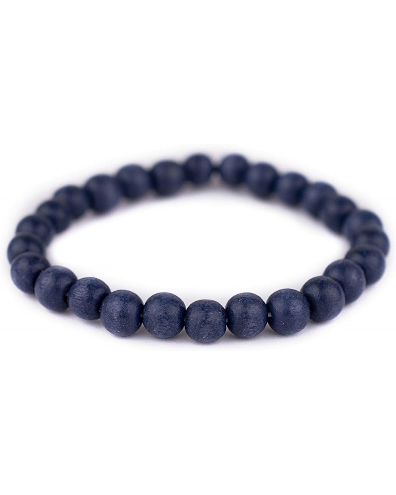 Wood Stretch Bracelet, Yellow - Stackable Beaded Jewelry, Unisex for Men & Women Medium Beads Cobalt Blue $7.37 Bracelets