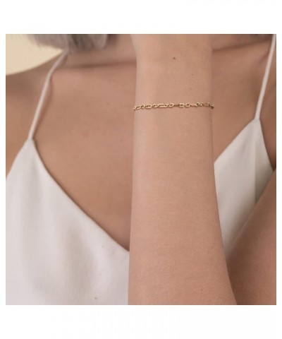 Gold Bracelet for Women 18K Gold Plated Snake Herringbone Figaro Cuban Bead Paperclip Cable Box Chain Simple Jewelry Papercli...