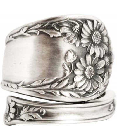 925 Sterling Silver Adjustable Layered Chain Ring, Party Rings For Women One Size Silver Flower $3.89 Rings