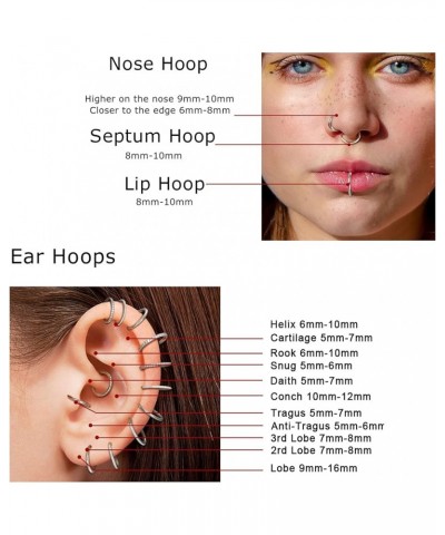 18G 16G Surgical Steel Nose Rings for Women Men Seamless Septum Rings Hoop Hypoallergenic Cartilage Earrings Lip Conch Pierci...