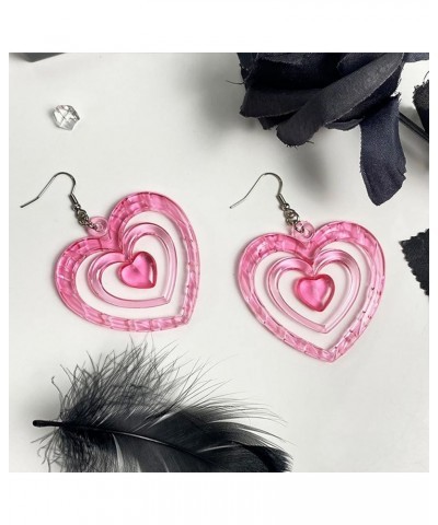 Valentines Day Gifts Pink Heart Earrings for Women Heart Hoop Earrings for Girlfriends Love Heart Dangle Earrings Valentines ...