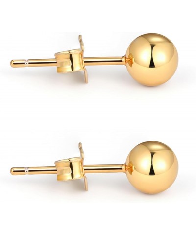 14K Gold Ball Stud Earrings Sterling Silver Post Hypoallergenic Jewelry Women & Girls( 3 Size Options) 5mm $8.99 Earrings