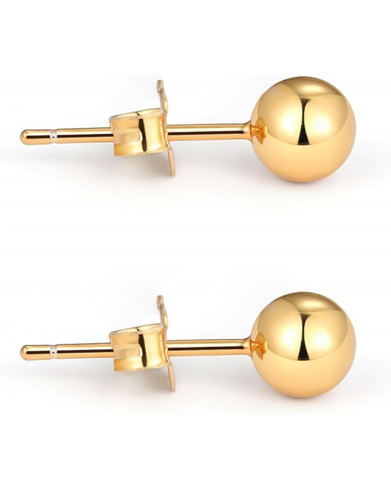 14K Gold Ball Stud Earrings Sterling Silver Post Hypoallergenic Jewelry Women & Girls( 3 Size Options) 5mm $8.99 Earrings