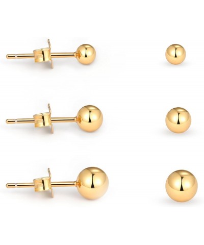 14K Gold Ball Stud Earrings Sterling Silver Post Hypoallergenic Jewelry Women & Girls( 3 Size Options) 5mm $8.99 Earrings