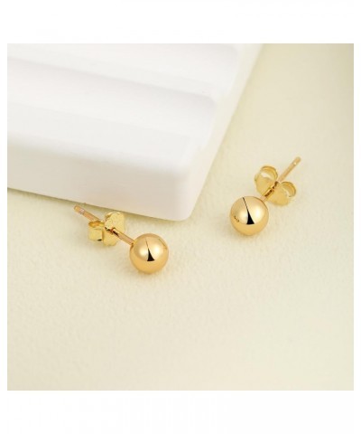 14K Gold Ball Stud Earrings Sterling Silver Post Hypoallergenic Jewelry Women & Girls( 3 Size Options) 5mm $8.99 Earrings