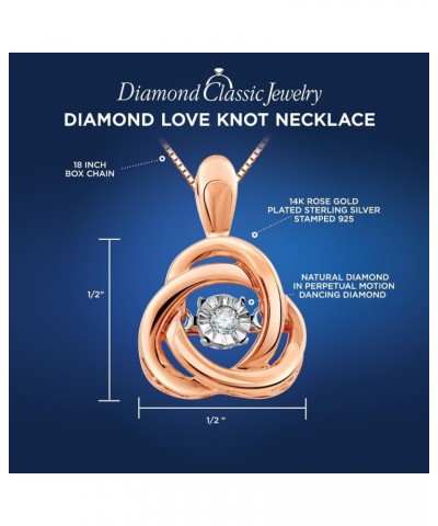 Diamond Pendant Necklace Sterling Silver -Love Knot Rose Gold Plated Silver $34.44 Necklaces