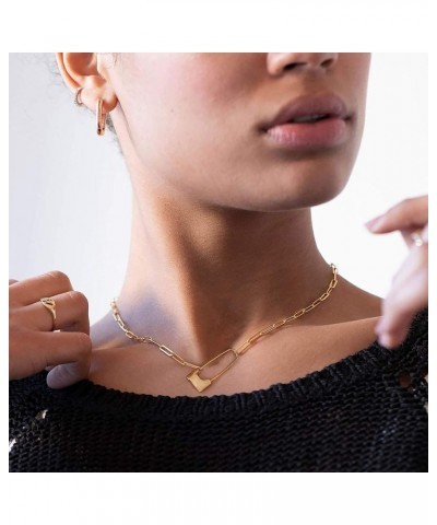 Gold Chain Choker Necklace,14K Gold Plated Dainty Cute Lip Chain Long Necklace Delicate Fashion Choker Necklace Jewelry Gift ...