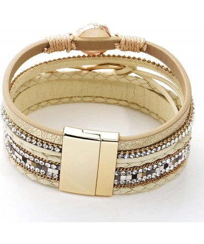 Multilayer Leather Wrap Bracelet Wide Cuff Bracelets for Women Girls Khaki $9.53 Bracelets