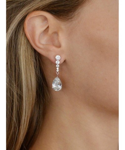 Rose Gold Cubic Zirconia Wedding Drop Earrings, Teardrop CZ Crystal, for Brides, Bridesmaid, Prom $14.83 Earrings