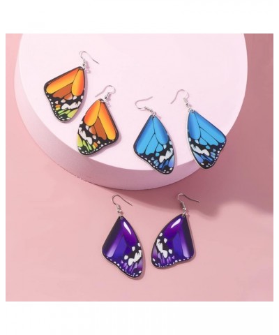 3 pair Cute Acrylic Colorful Monarch Butterfly Wing Dangle Earring for Women Jewelry Gifts yellow $6.48 Earrings