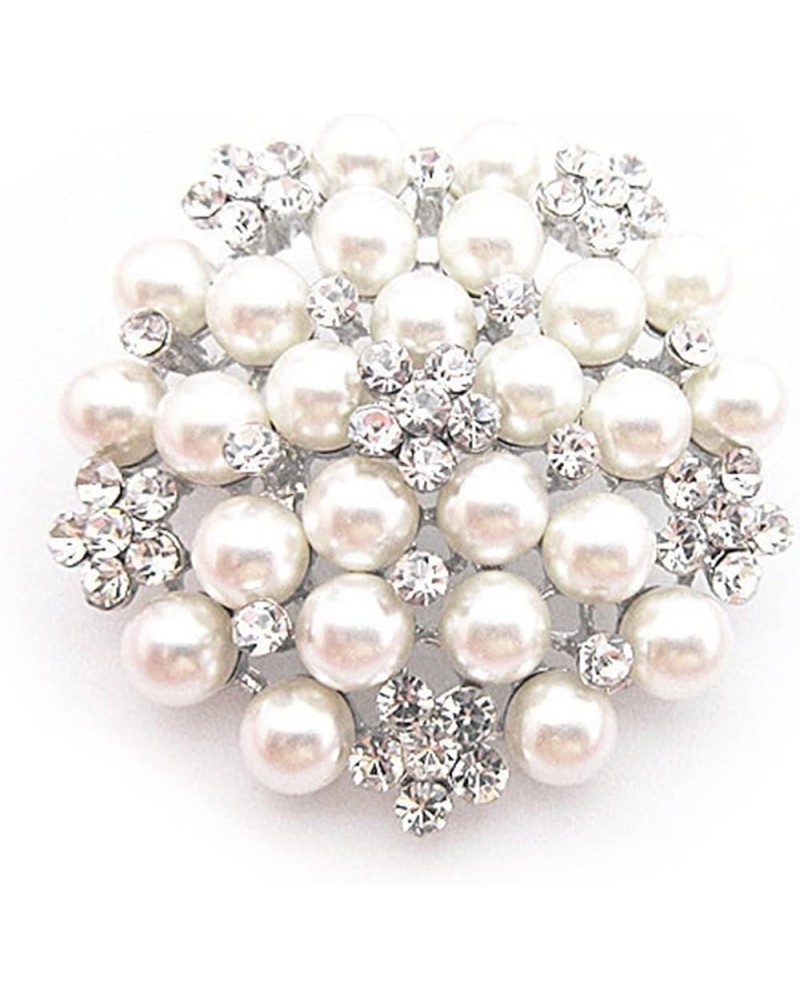 Delicate Pearl Crystal Brooch Pins for Women Girls Dance Balls Wedding Bridal Jewelry Silver $5.91 Brooches & Pins