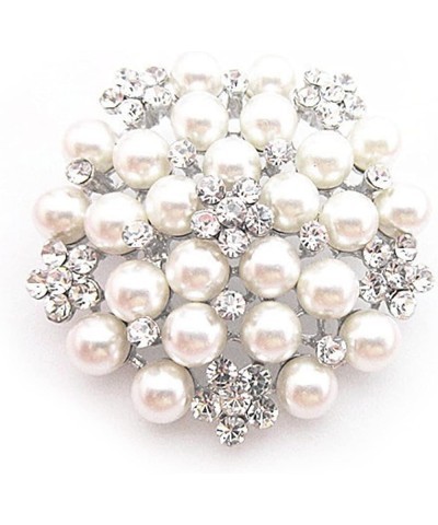 Delicate Pearl Crystal Brooch Pins for Women Girls Dance Balls Wedding Bridal Jewelry Silver $5.91 Brooches & Pins