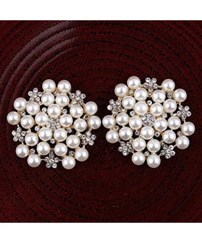 Delicate Pearl Crystal Brooch Pins for Women Girls Dance Balls Wedding Bridal Jewelry Silver $5.91 Brooches & Pins