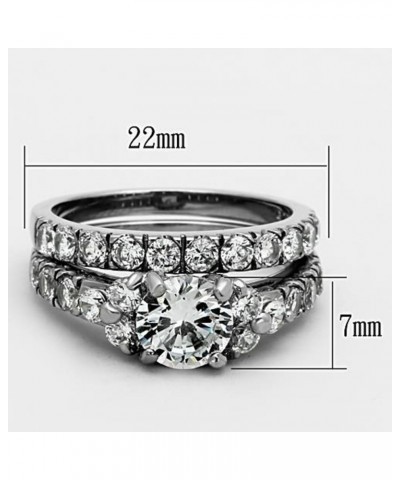 His and Her 3 Piece Stainless Steel 2.50 Carat Cubic Zirconia Bridal Set and Men's Wedding Band Women's Size 07 Men's Size 08...