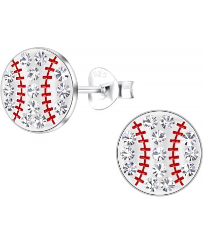 Solid 925 Sterling Silver Sports Fan Stud Earrings Hypoallergenic, Baseball, Basketball,Tennis ball, Soccer ball, Football, V...