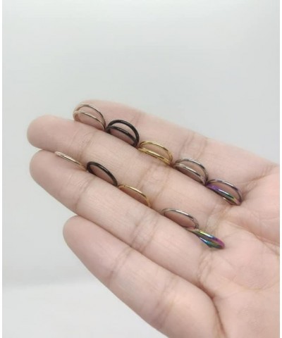 Double Hoop Nose Ring 16G Nose Hoop Nose Rings Hoops Surgical Steel Nose Rings for Women Men L:silver rainbow 10mm 10mm $8.39...