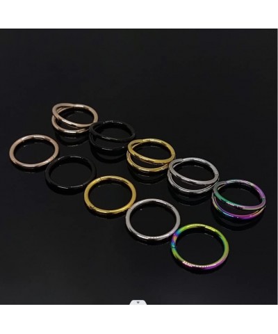 Double Hoop Nose Ring 16G Nose Hoop Nose Rings Hoops Surgical Steel Nose Rings for Women Men L:silver rainbow 10mm 10mm $8.39...