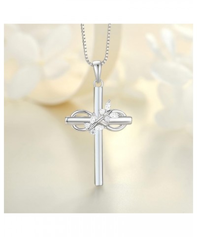 Butterfly Cross Necklace Sterling Silver Infinity Pendant Gemstones Criss Jewelry for Women 04-diamond-Apr $35.09 Necklaces