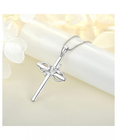 Butterfly Cross Necklace Sterling Silver Infinity Pendant Gemstones Criss Jewelry for Women 04-diamond-Apr $35.09 Necklaces