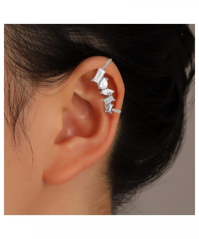 Crystal Pearl Flower Climbers Crawler Stud Earring Cute Rhinestone Resin Floral Left Ear Cuff Wrap Clip Earring Top Ear Clip ...