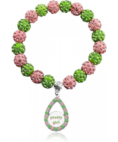 Sorority Paraphernalia Bracelet Greek Sorority Brooch Pin Necklace Pink and Green Crystal Jewelry Sorority Sisterhood Gift fo...