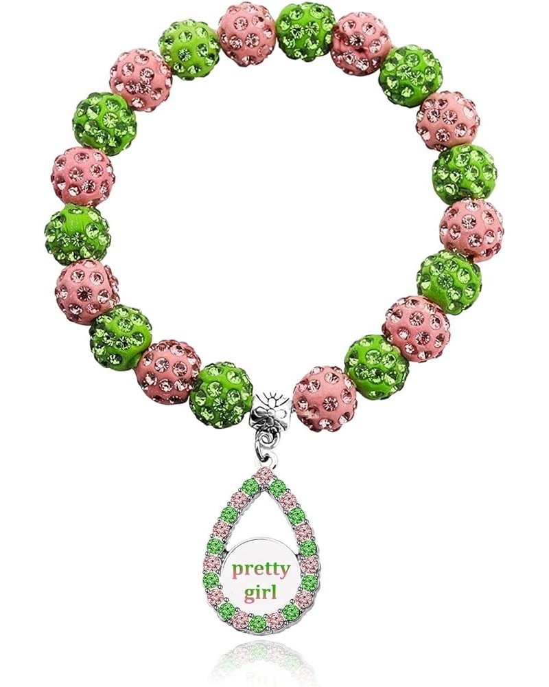 Sorority Paraphernalia Bracelet Greek Sorority Brooch Pin Necklace Pink and Green Crystal Jewelry Sorority Sisterhood Gift fo...