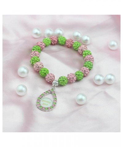 Sorority Paraphernalia Bracelet Greek Sorority Brooch Pin Necklace Pink and Green Crystal Jewelry Sorority Sisterhood Gift fo...