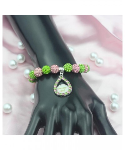 Sorority Paraphernalia Bracelet Greek Sorority Brooch Pin Necklace Pink and Green Crystal Jewelry Sorority Sisterhood Gift fo...