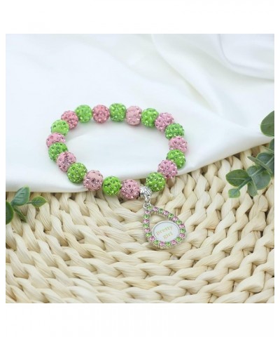 Sorority Paraphernalia Bracelet Greek Sorority Brooch Pin Necklace Pink and Green Crystal Jewelry Sorority Sisterhood Gift fo...