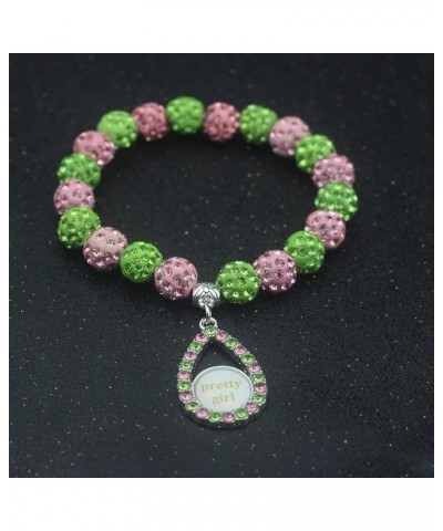 Sorority Paraphernalia Bracelet Greek Sorority Brooch Pin Necklace Pink and Green Crystal Jewelry Sorority Sisterhood Gift fo...