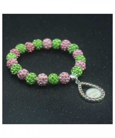 Sorority Paraphernalia Bracelet Greek Sorority Brooch Pin Necklace Pink and Green Crystal Jewelry Sorority Sisterhood Gift fo...