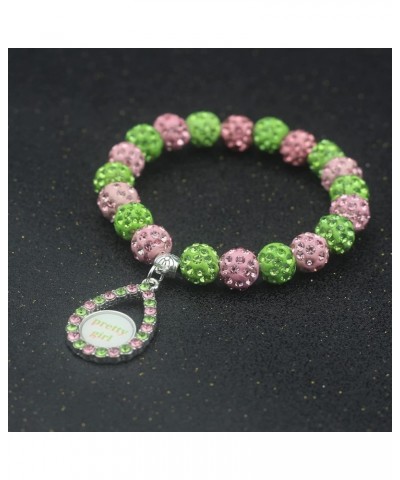 Sorority Paraphernalia Bracelet Greek Sorority Brooch Pin Necklace Pink and Green Crystal Jewelry Sorority Sisterhood Gift fo...