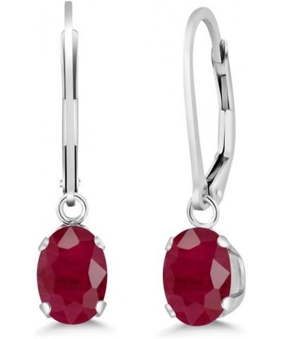 925 Sterling Silver Red Ruby Dangle Leverback Earrings For Women (2.04 Cttw, Gemstone July Birthstone, Oval 7X5MM) $91.52 Ear...