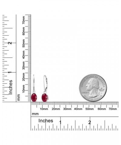 925 Sterling Silver Red Ruby Dangle Leverback Earrings For Women (2.04 Cttw, Gemstone July Birthstone, Oval 7X5MM) $91.52 Ear...