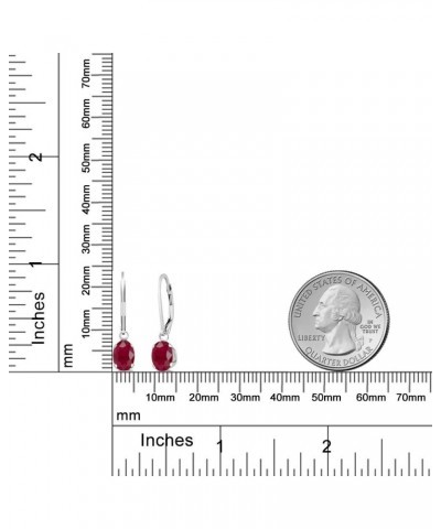 925 Sterling Silver Red Ruby Dangle Leverback Earrings For Women (2.04 Cttw, Gemstone July Birthstone, Oval 7X5MM) $91.52 Ear...