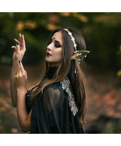 Fairy Mushroom Elf Ears, Handmade Forest Ear Cuffs with White Mushroom Moss and Flower Non Piercing Earrings Ear Clips Wraps ...