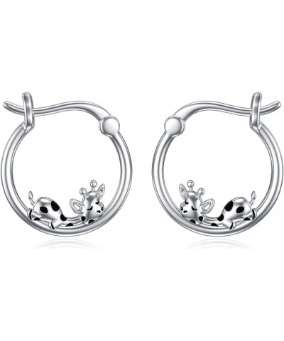 Cute Animal Hoop Earrings 925 Sterling Silver Mermaid / Hamster / Cow /Pig / Highland Cow / Hedgehog / Dinosaur / Bee / Frenc...