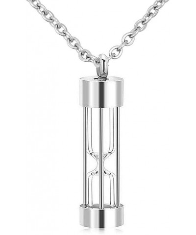 Stainless Steel Cylinder Urn Necklace Eternal Hourglass Glass Infinity Memorial Cremation Jewelry for Ashes Pendant Keepsake ...