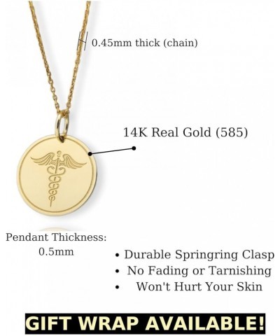 14K Solid Gold Medic Pendant, Medical Alert Necklace No Chain Included 0.55 inches / 13.9mm $122.71 Necklaces