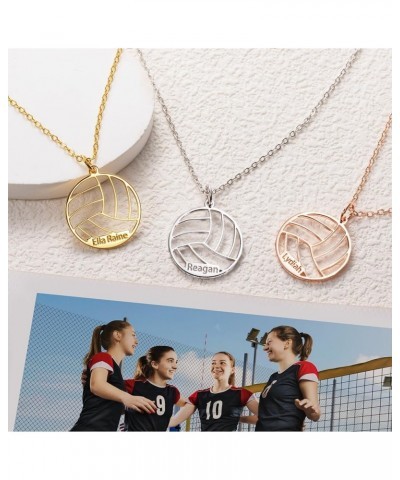 Personalized Name Volleyball Pendant Necklace, Sterling Silver 925 Custom Team Jewelry, Sport Mom Gift, Gift for Volleyball P...