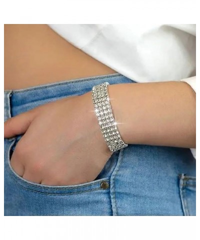 Silver Bracelets for Women Crystal Bracelet Hollowed Cross Bracelet for Women Bangle Bracelets for Women Multilayered Mesh Li...