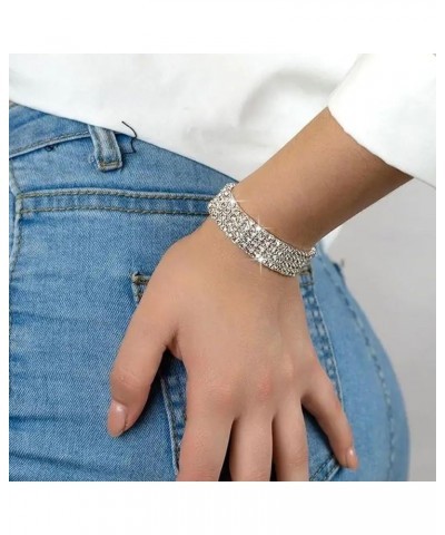 Silver Bracelets for Women Crystal Bracelet Hollowed Cross Bracelet for Women Bangle Bracelets for Women Multilayered Mesh Li...